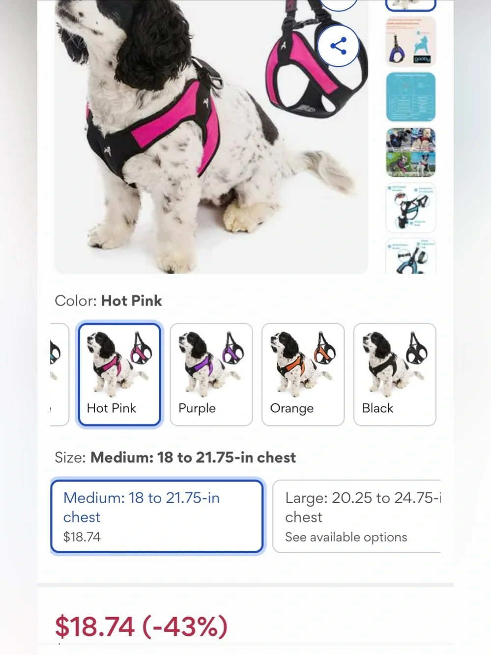 Hot Pink Dog Harness